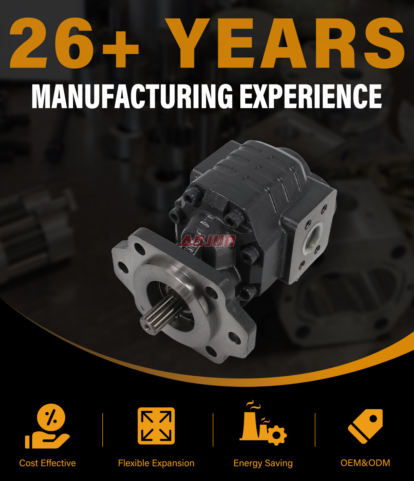 20 MPa (2900 psi) 80 cc/rev Hydraulic Gear Pump CBHC-2082 detailed image