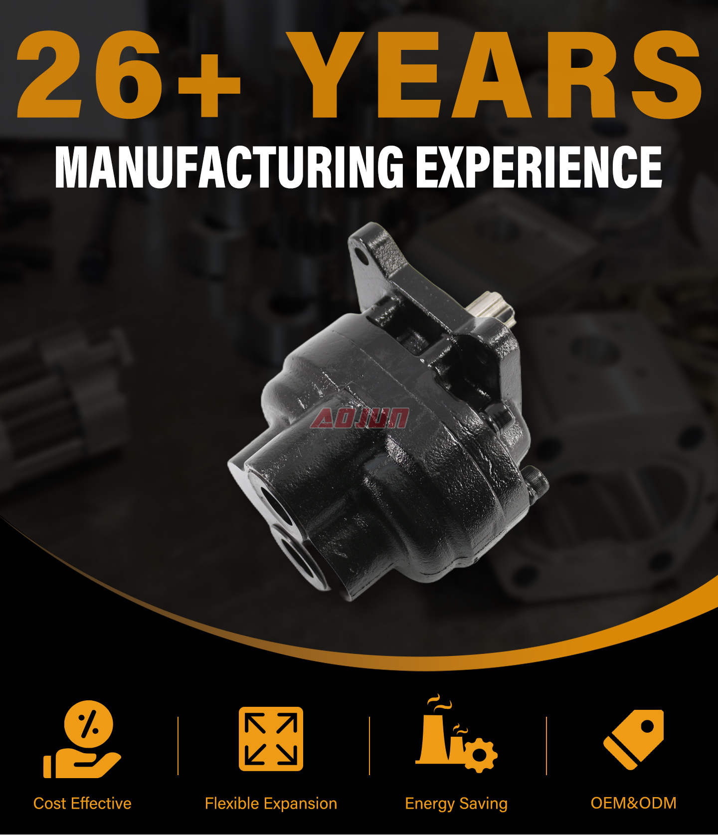 22 MPa (3190 psi) 32 cc/rev Hydraulic Gear Pump CBHS-F532 detailed image