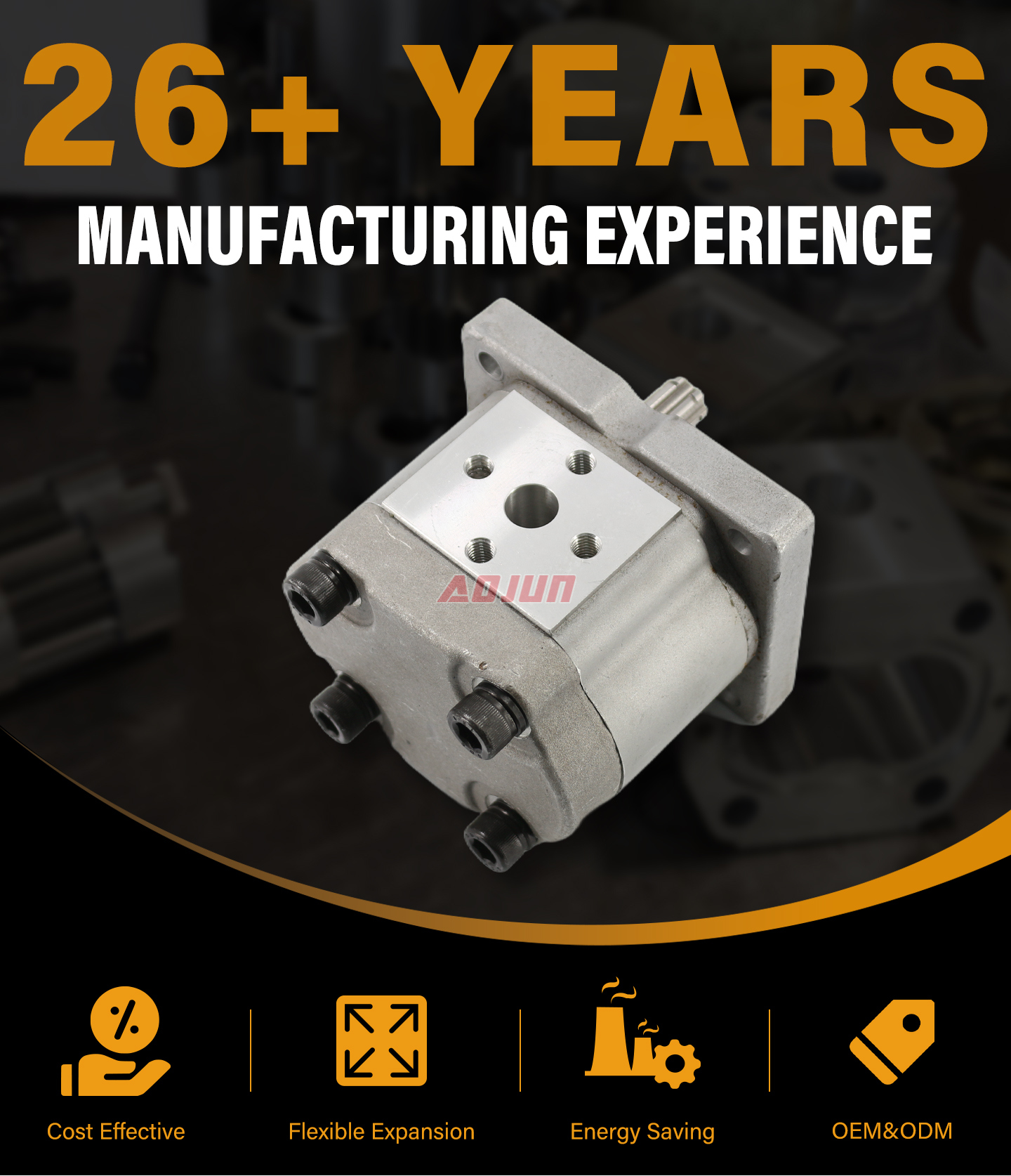16 MPa (2320 psi) 10 cc/rev Hydraulic Gear Pump NSH-10 detailed image