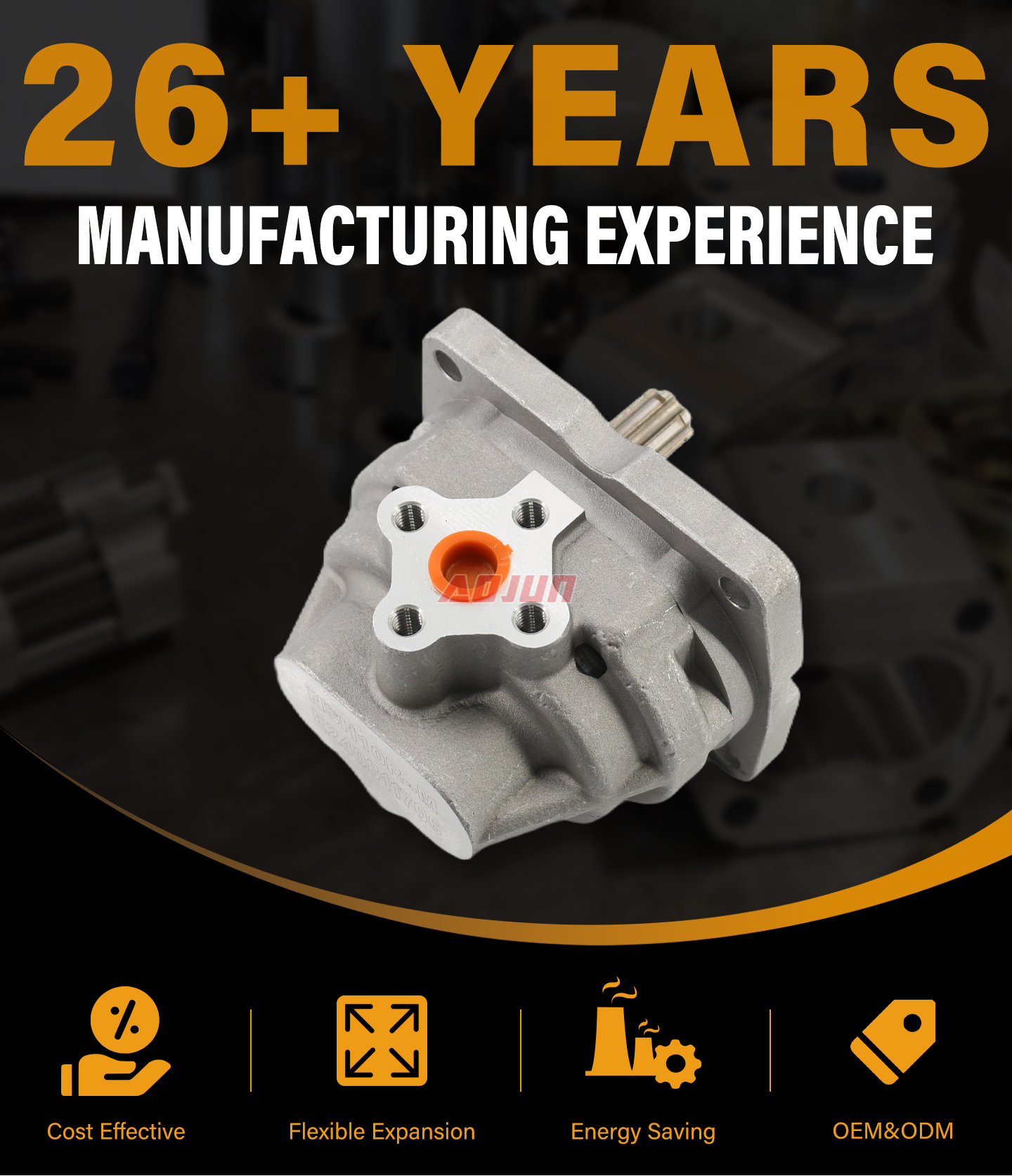 16 MPa (2320 psi) 10 cc/rev Hydraulic Gear Pump NSH10-M detailed image